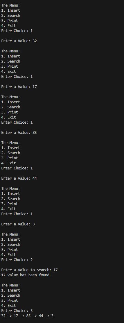 SinglyLinkedListImplementation